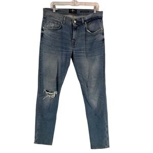 7 for All‎ Mankind Mens Slimmy Tapered Distressed Jeans Size 33